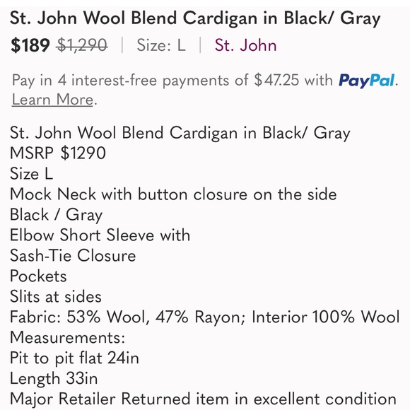 St. John wool blend cardigan - Picture 10 of 10